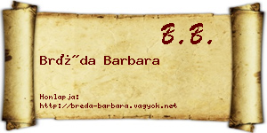 Bréda Barbara névjegykártya